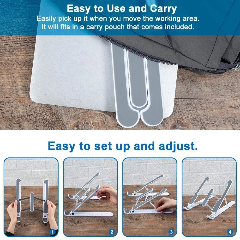 Foldable Laptop Stand Portable Notebook Support Base Holder Adjustable Riser Cooling Bracket for Laptop & Tablet Accessories - PureShop