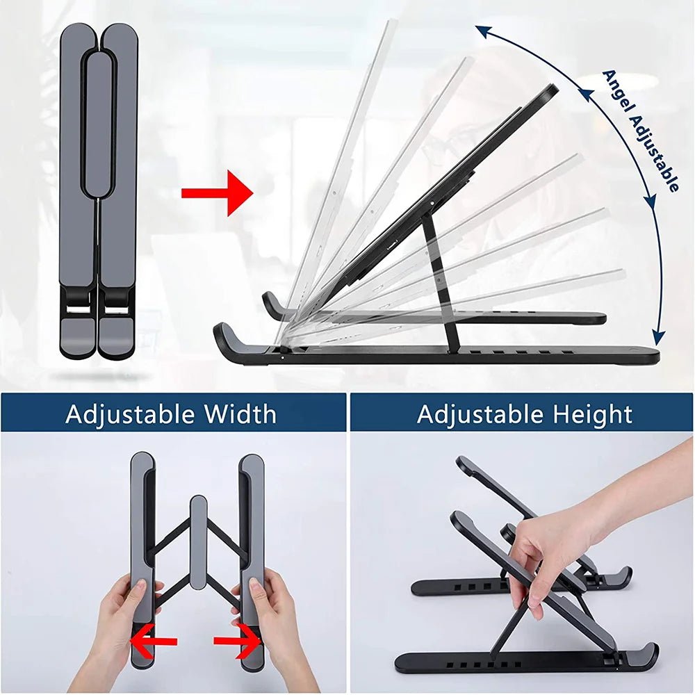Foldable Laptop Stand Portable Notebook Support Base Holder Adjustable Riser Cooling Bracket for Laptop & Tablet Accessories - PureShop