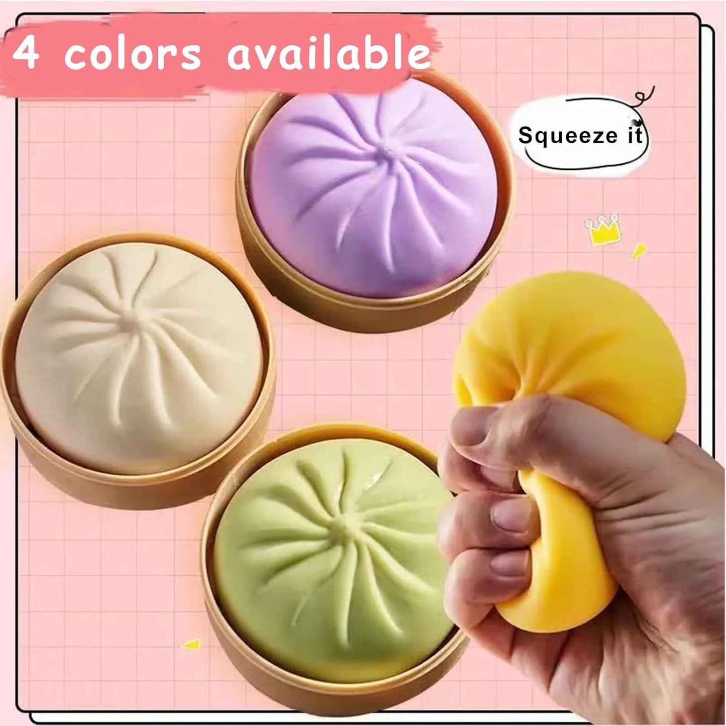 Giant Dumpling Squishy, Jumbo Dumpling Squishy Toy with Steamer, Anxiety Relief Squeeze Toy for Decompression and Sensory Play - PureShop