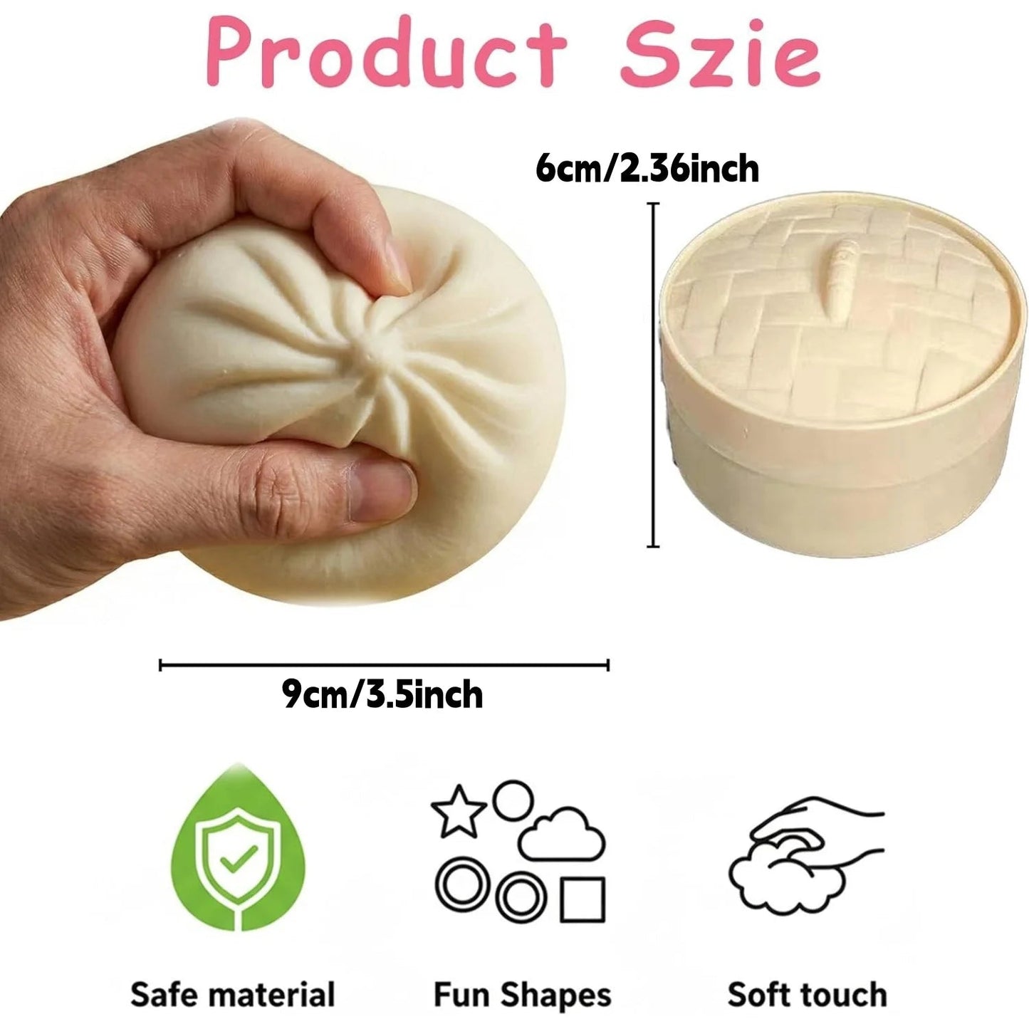 Giant Dumpling Squishy, Jumbo Dumpling Squishy Toy with Steamer, Anxiety Relief Squeeze Toy for Decompression and Sensory Play - PureShop