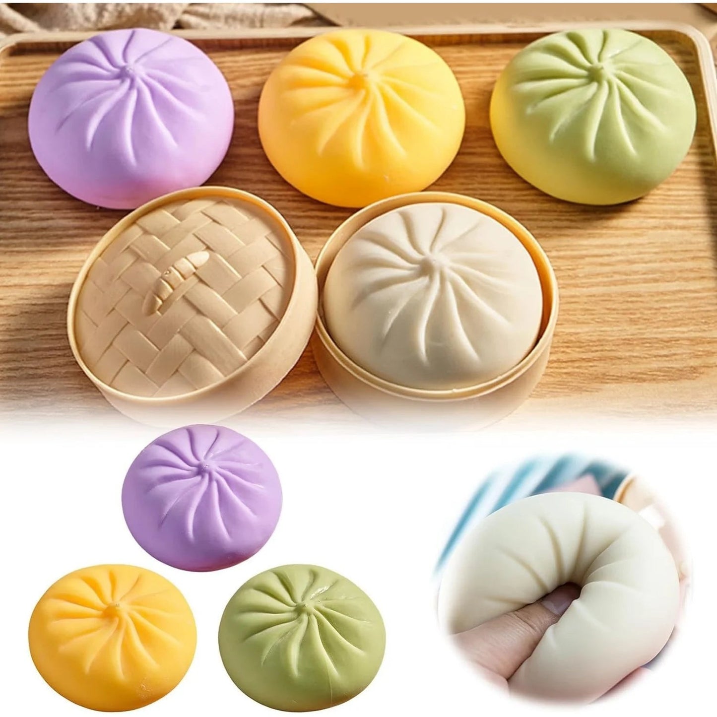 Giant Dumpling Squishy, Jumbo Dumpling Squishy Toy with Steamer, Anxiety Relief Squeeze Toy for Decompression and Sensory Play - PureShop