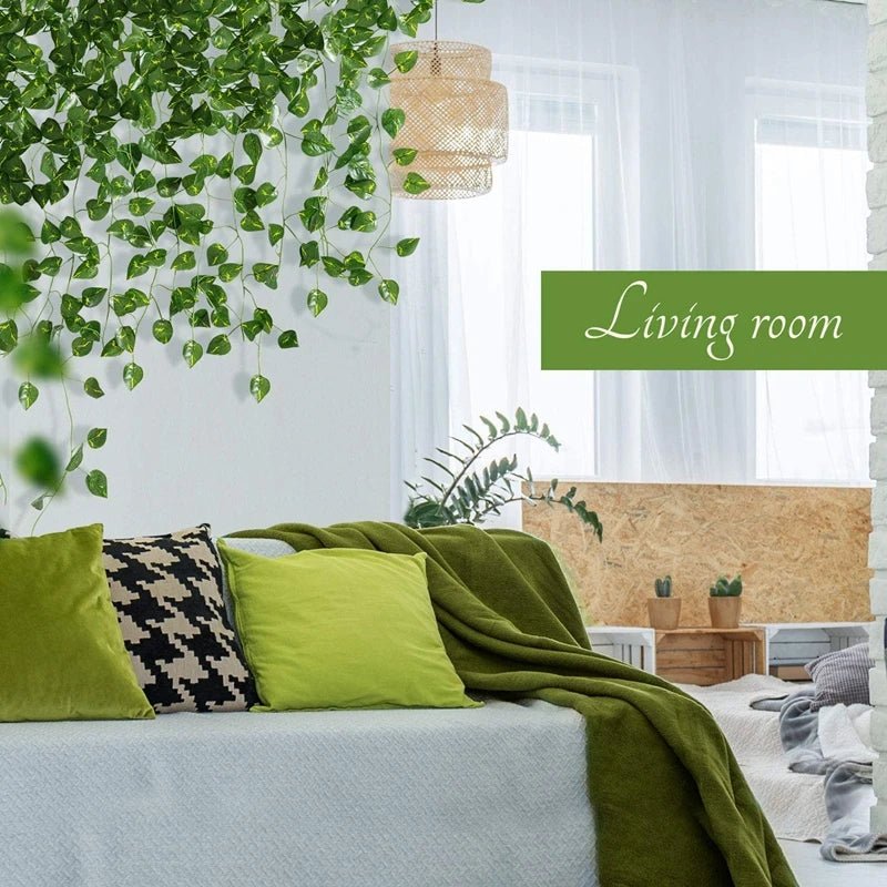Green Artificial Plants Flowers Vines Home Room Decor Silk Hanging Fake Leaf Garland Leaves For Garden Wedding Party Decoration - PureShop