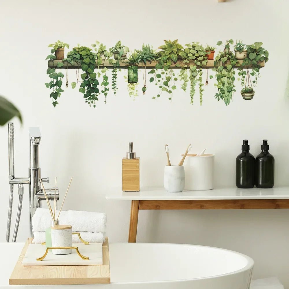 Green Dill Leaves Hanging Basket Wall Decals - Home Decor - PureShop