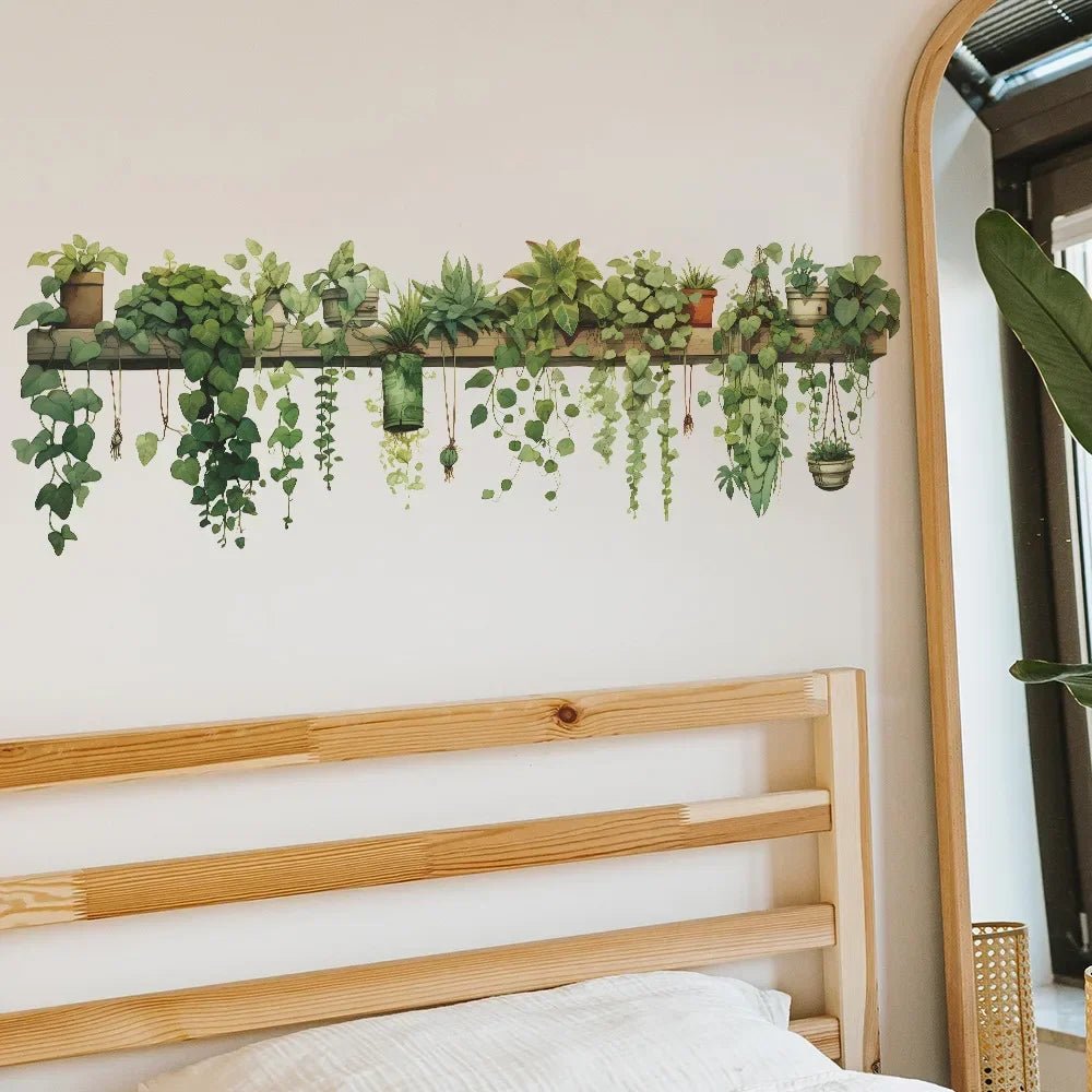 Green Dill Leaves Hanging Basket Wall Decals - Home Decor - PureShop