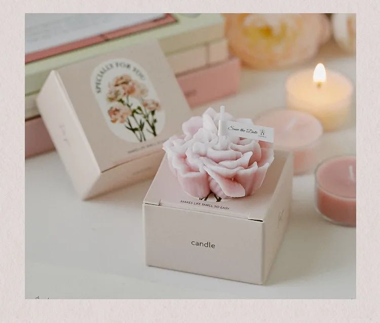 Handmade Carnation Candle Scented Candle Aromatherapy Soy Wax Candle Wedding Birthday Candles Party Home Decoration Photo Props - PureShop