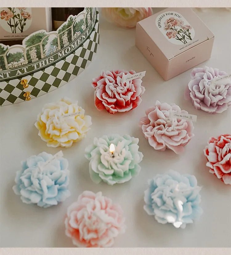 Handmade Carnation Candle Scented Candle Aromatherapy Soy Wax Candle Wedding Birthday Candles Party Home Decoration Photo Props - PureShop