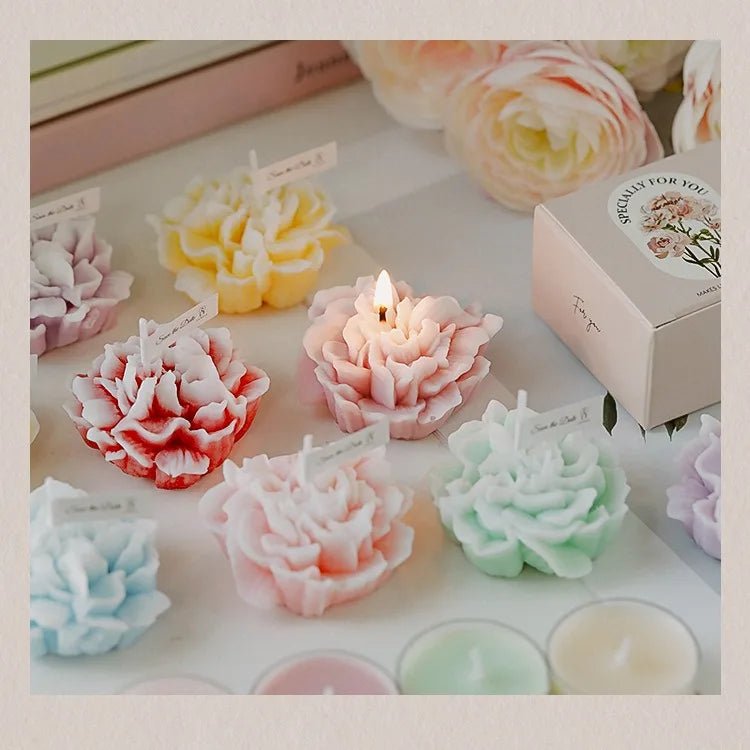 Handmade Carnation Candle Scented Candle Aromatherapy Soy Wax Candle Wedding Birthday Candles Party Home Decoration Photo Props - PureShop