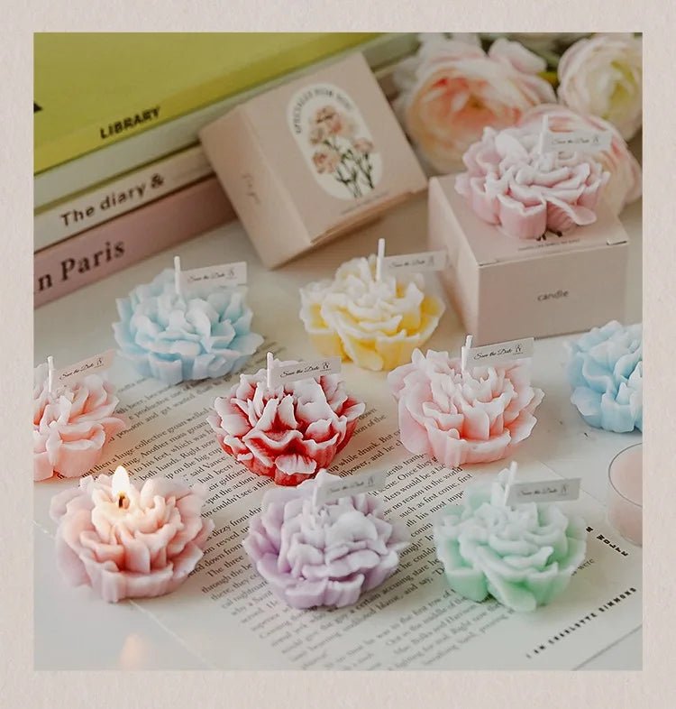 Handmade Carnation Candle Scented Candle Aromatherapy Soy Wax Candle Wedding Birthday Candles Party Home Decoration Photo Props - PureShop