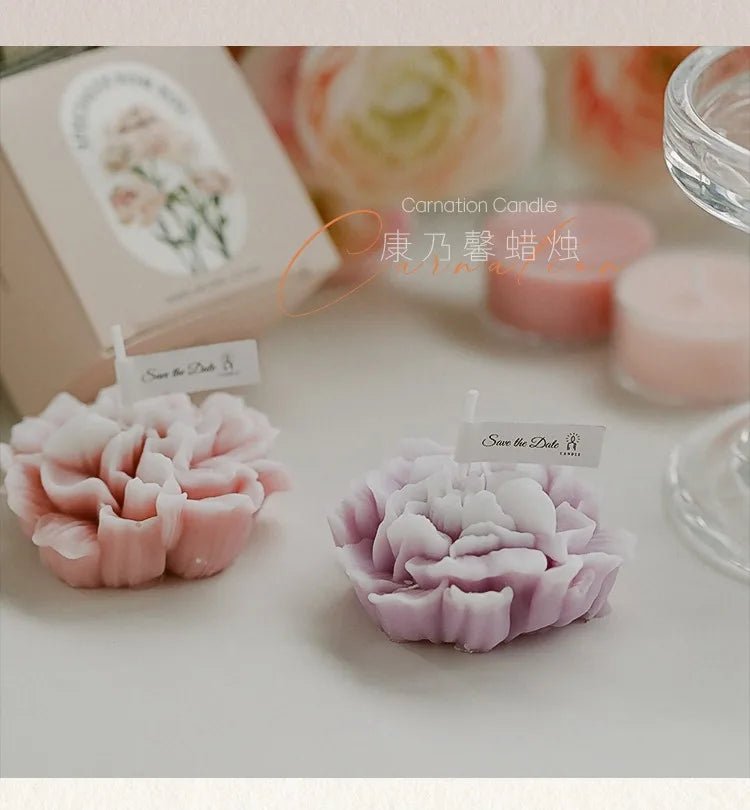 Handmade Carnation Candle Scented Candle Aromatherapy Soy Wax Candle Wedding Birthday Candles Party Home Decoration Photo Props - PureShop
