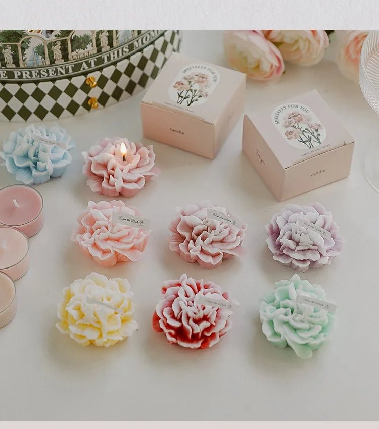 Handmade Carnation Candle Scented Candle Aromatherapy Soy Wax Candle Wedding Birthday Candles Party Home Decoration Photo Props - PureShop