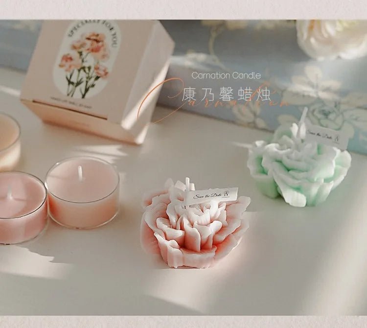 Handmade Carnation Candle Scented Candle Aromatherapy Soy Wax Candle Wedding Birthday Candles Party Home Decoration Photo Props - PureShop