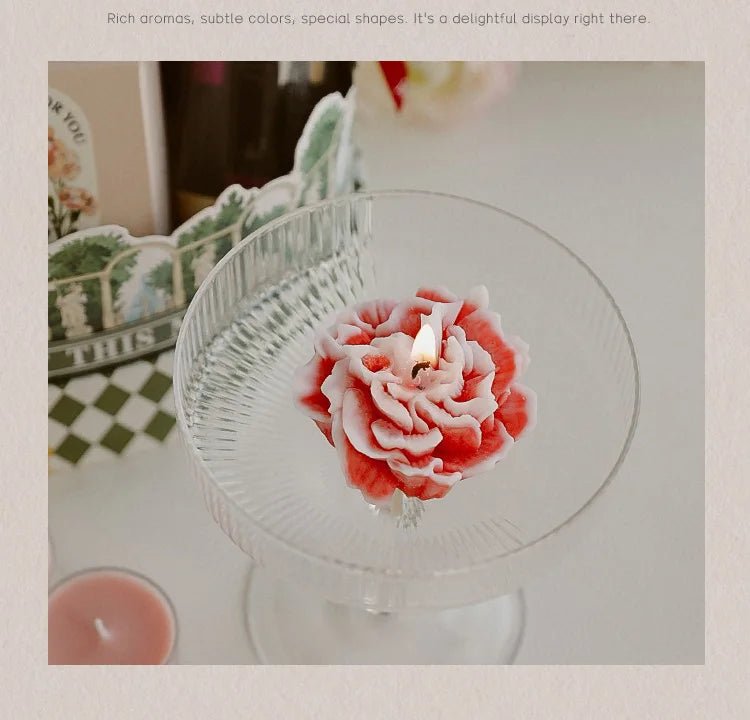 Handmade Carnation Candle Scented Candle Aromatherapy Soy Wax Candle Wedding Birthday Candles Party Home Decoration Photo Props - PureShop