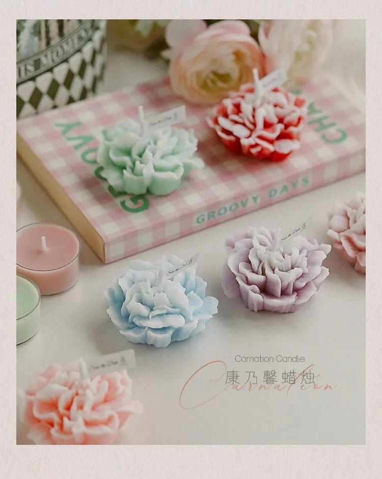Handmade Carnation Candle Scented Candle Aromatherapy Soy Wax Candle Wedding Birthday Candles Party Home Decoration Photo Props - PureShop