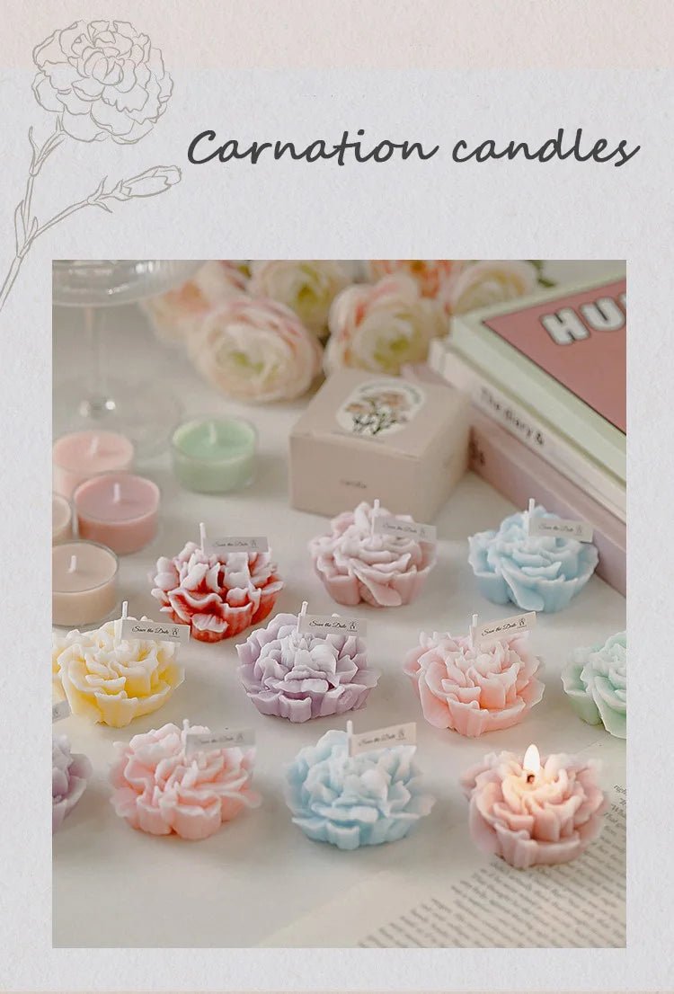 Handmade Carnation Candle Scented Candle Aromatherapy Soy Wax Candle Wedding Birthday Candles Party Home Decoration Photo Props - PureShop