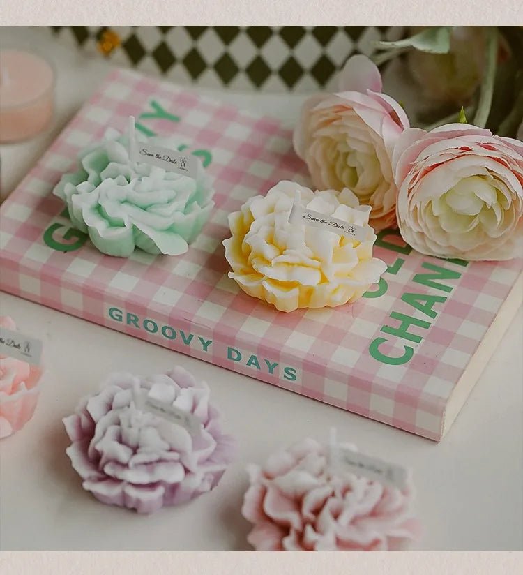 Handmade Carnation Candle Scented Candle Aromatherapy Soy Wax Candle Wedding Birthday Candles Party Home Decoration Photo Props - PureShop