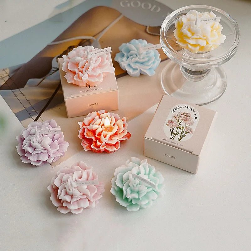 Handmade Carnation Candle Scented Candle Aromatherapy Soy Wax Candle Wedding Birthday Candles Party Home Decoration Photo Props - PureShop