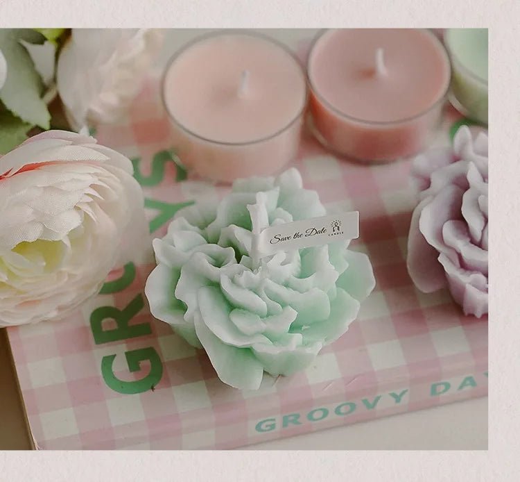 Handmade Carnation Candle Scented Candle Aromatherapy Soy Wax Candle Wedding Birthday Candles Party Home Decoration Photo Props - PureShop