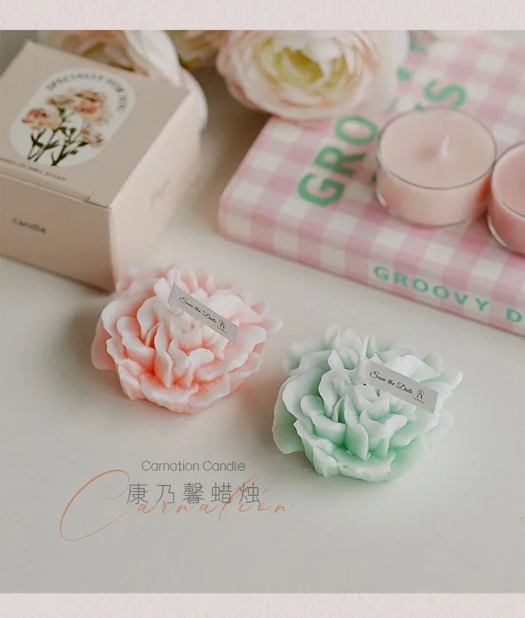 Handmade Carnation Candle Scented Candle Aromatherapy Soy Wax Candle Wedding Birthday Candles Party Home Decoration Photo Props - PureShop