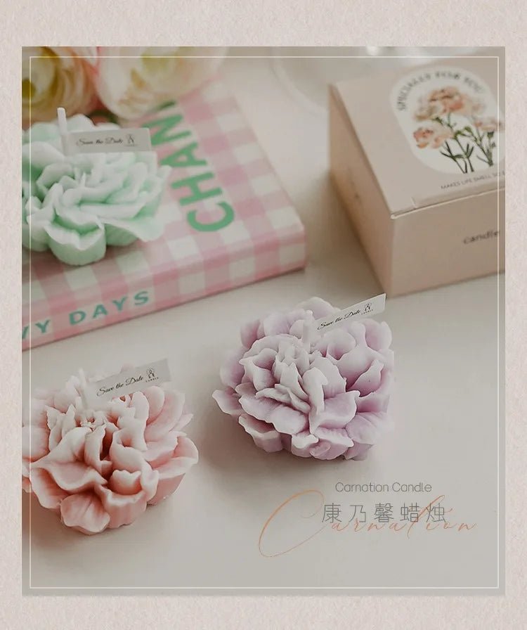 Handmade Carnation Candle Scented Candle Aromatherapy Soy Wax Candle Wedding Birthday Candles Party Home Decoration Photo Props - PureShop