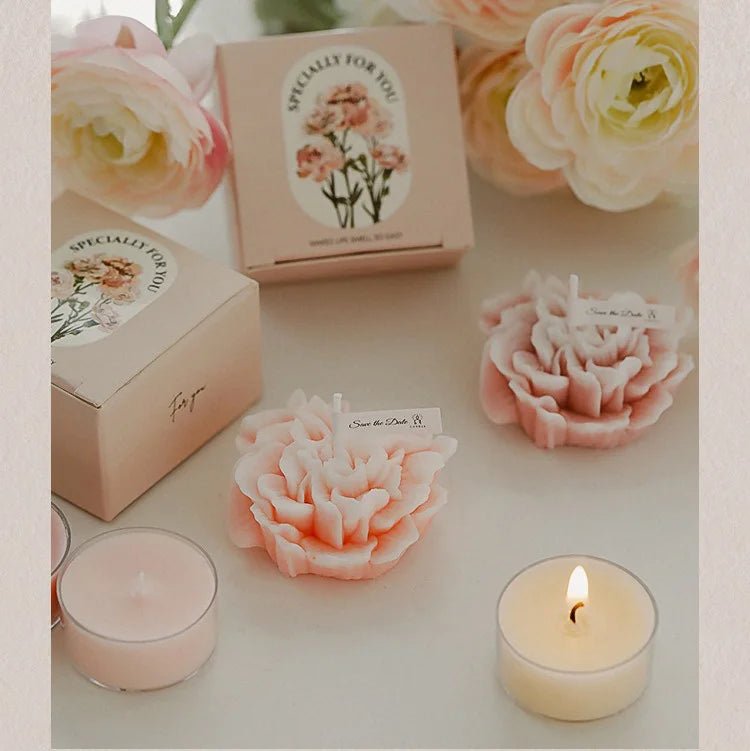 Handmade Carnation Candle Scented Candle Aromatherapy Soy Wax Candle Wedding Birthday Candles Party Home Decoration Photo Props - PureShop