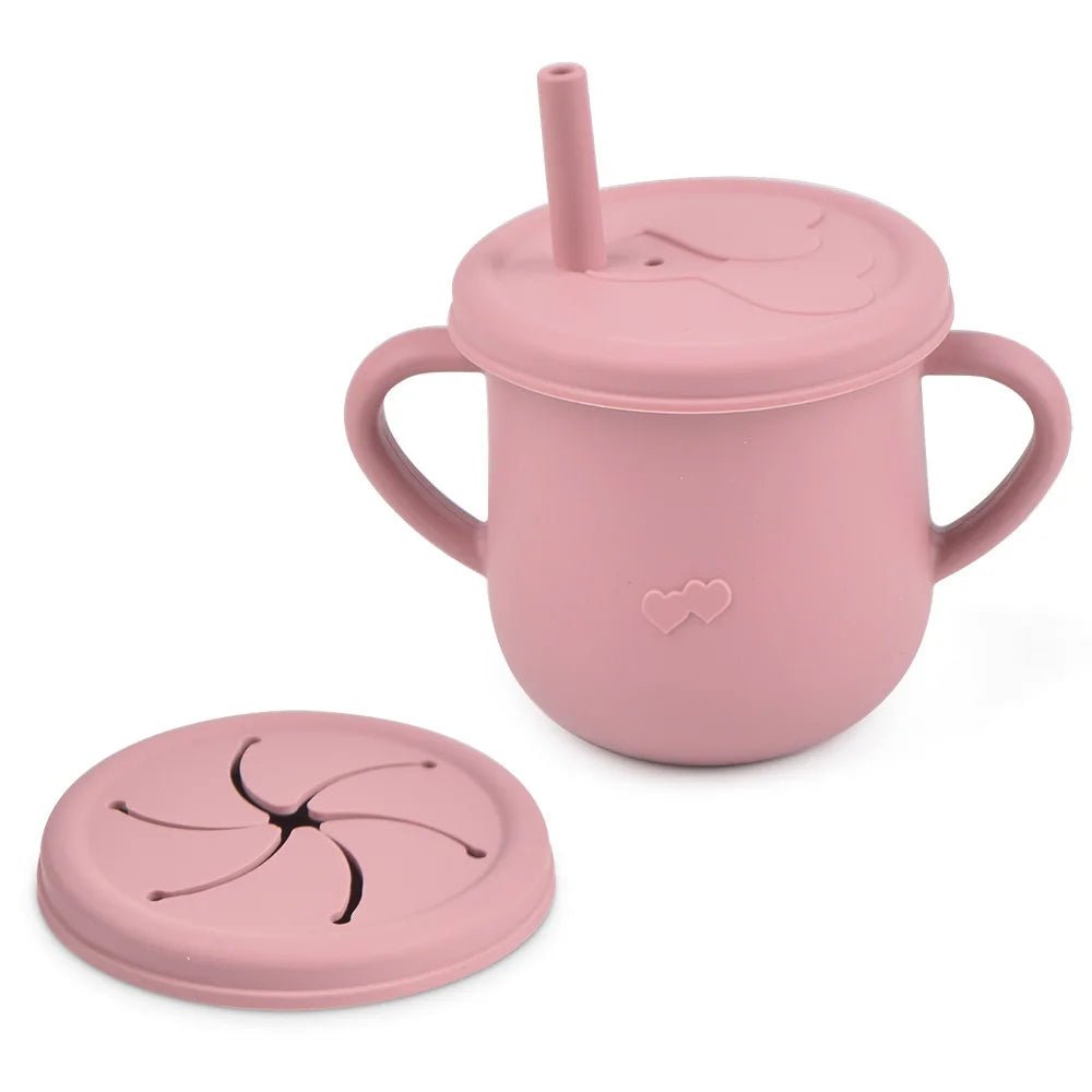 Kids Cup Silicone Food Storage Box Solid Color Baby Sippy Cup Portable Children Snacks Container with Lid Scale BPA Free 200ml - PureShop
