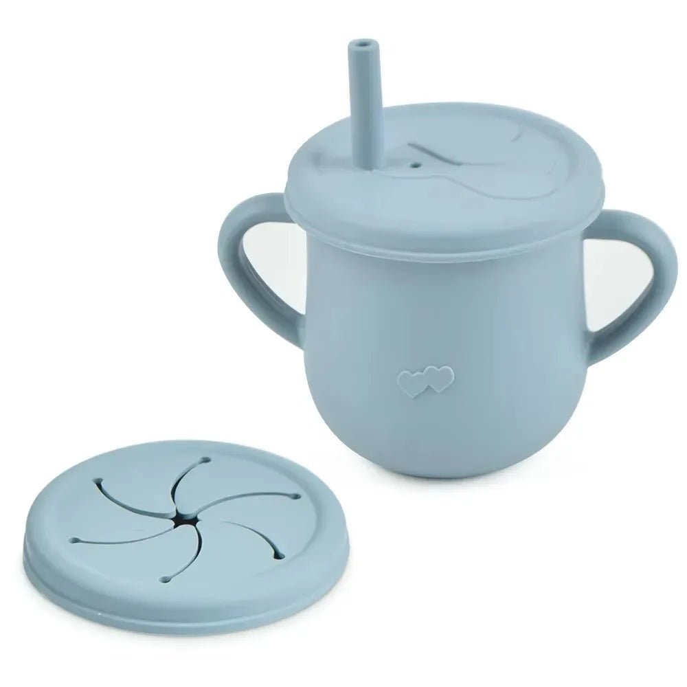 Kids Cup Silicone Food Storage Box Solid Color Baby Sippy Cup Portable Children Snacks Container with Lid Scale BPA Free 200ml - PureShop