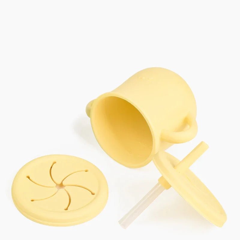 Kids Cup Silicone Food Storage Box Solid Color Baby Sippy Cup Portable Children Snacks Container with Lid Scale BPA Free 200ml - PureShop