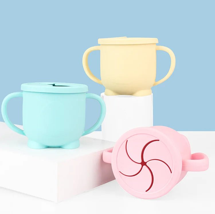 Kids Cup Silicone Food Storage Box Solid Color Baby Sippy Cup Portable Children Snacks Container with Lid Scale BPA Free 200ml - PureShop