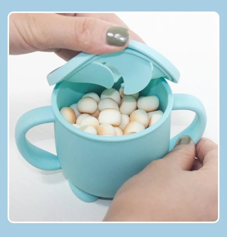 Kids Cup Silicone Food Storage Box Solid Color Baby Sippy Cup Portable Children Snacks Container with Lid Scale BPA Free 200ml - PureShop