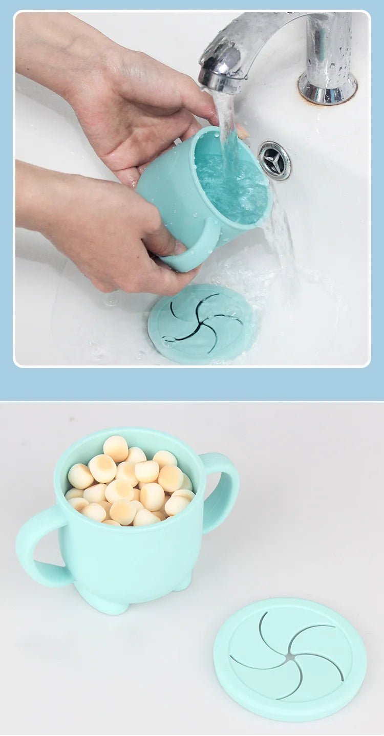 Kids Cup Silicone Food Storage Box Solid Color Baby Sippy Cup Portable Children Snacks Container with Lid Scale BPA Free 200ml - PureShop