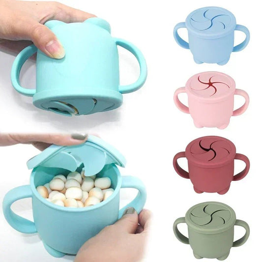 Kids Cup Silicone Food Storage Box Solid Color Baby Sippy Cup Portable Children Snacks Container with Lid Scale BPA Free 200ml - PureShop