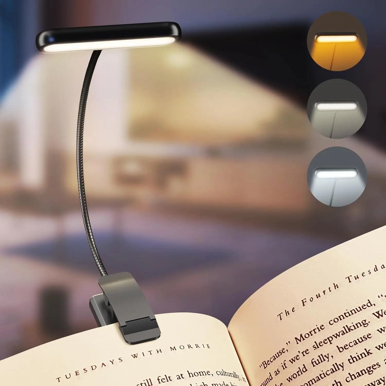 LED Book Light Reading Light Eye Caring Clip-on USB Rechargeable - PureShop