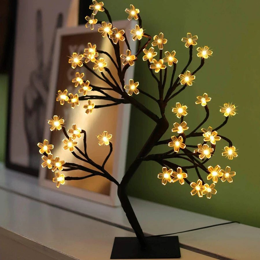 LED indoor room decoration tree light bedroom home lighting simulation cherry blossom tree light - PureShop