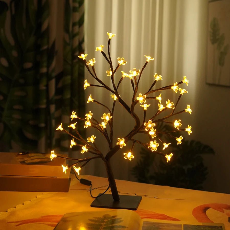 LED indoor room decoration tree light bedroom home lighting simulation cherry blossom tree light - PureShop