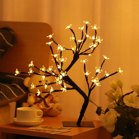 LED indoor room decoration tree light bedroom home lighting simulation cherry blossom tree light - PureShop