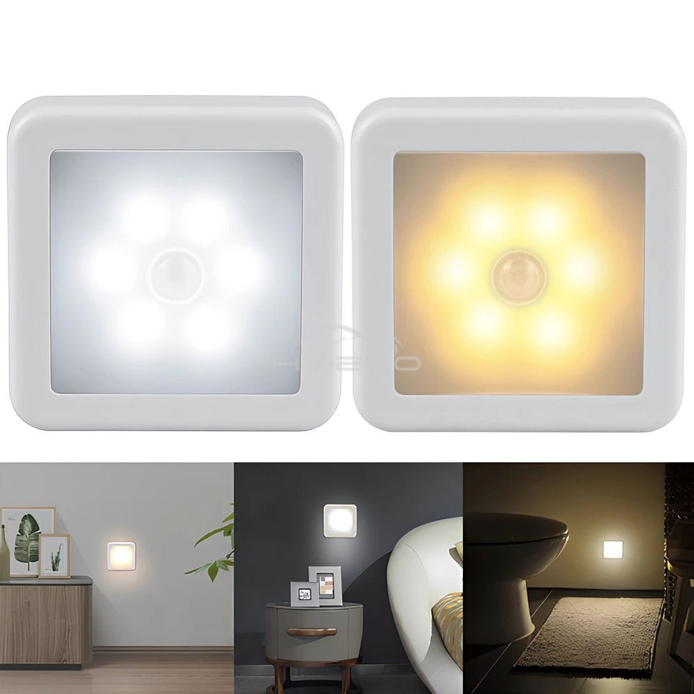 LED Night Light Smart Motion Sensor Battery USB Charging Operated Bedside Lamp Living Room Hallway Pathway Toilet Home Lighting - PureShop