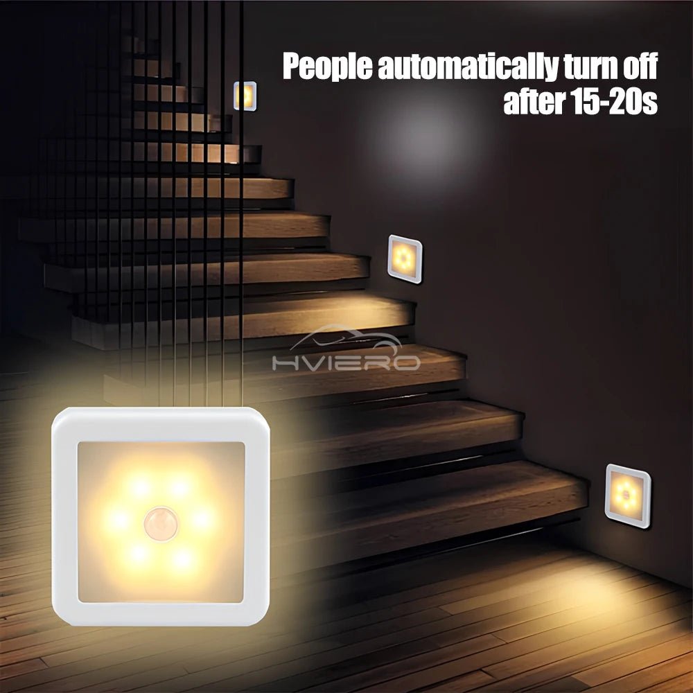 LED Night Light Smart Motion Sensor Battery USB Charging Operated Bedside Lamp Living Room Hallway Pathway Toilet Home Lighting - PureShop