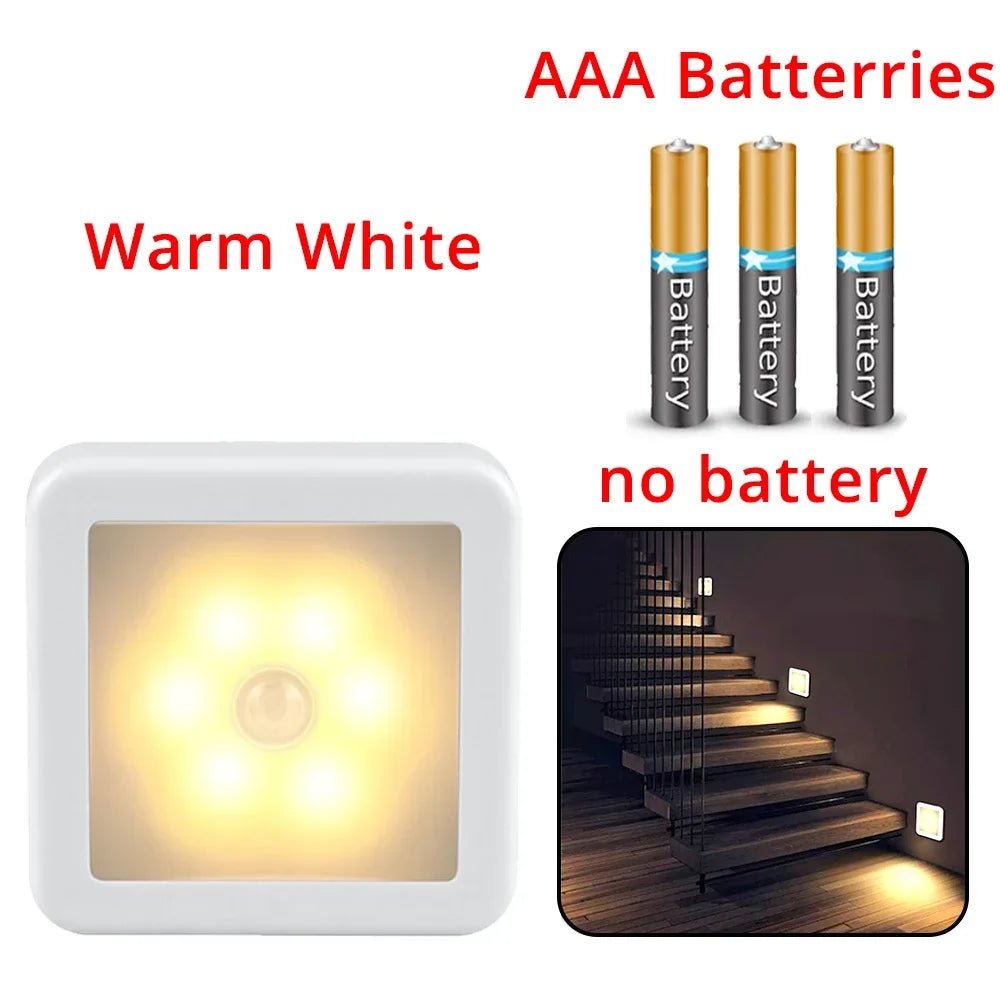 LED Night Light Smart Motion Sensor Battery USB Charging Operated Bedside Lamp Living Room Hallway Pathway Toilet Home Lighting - PureShop