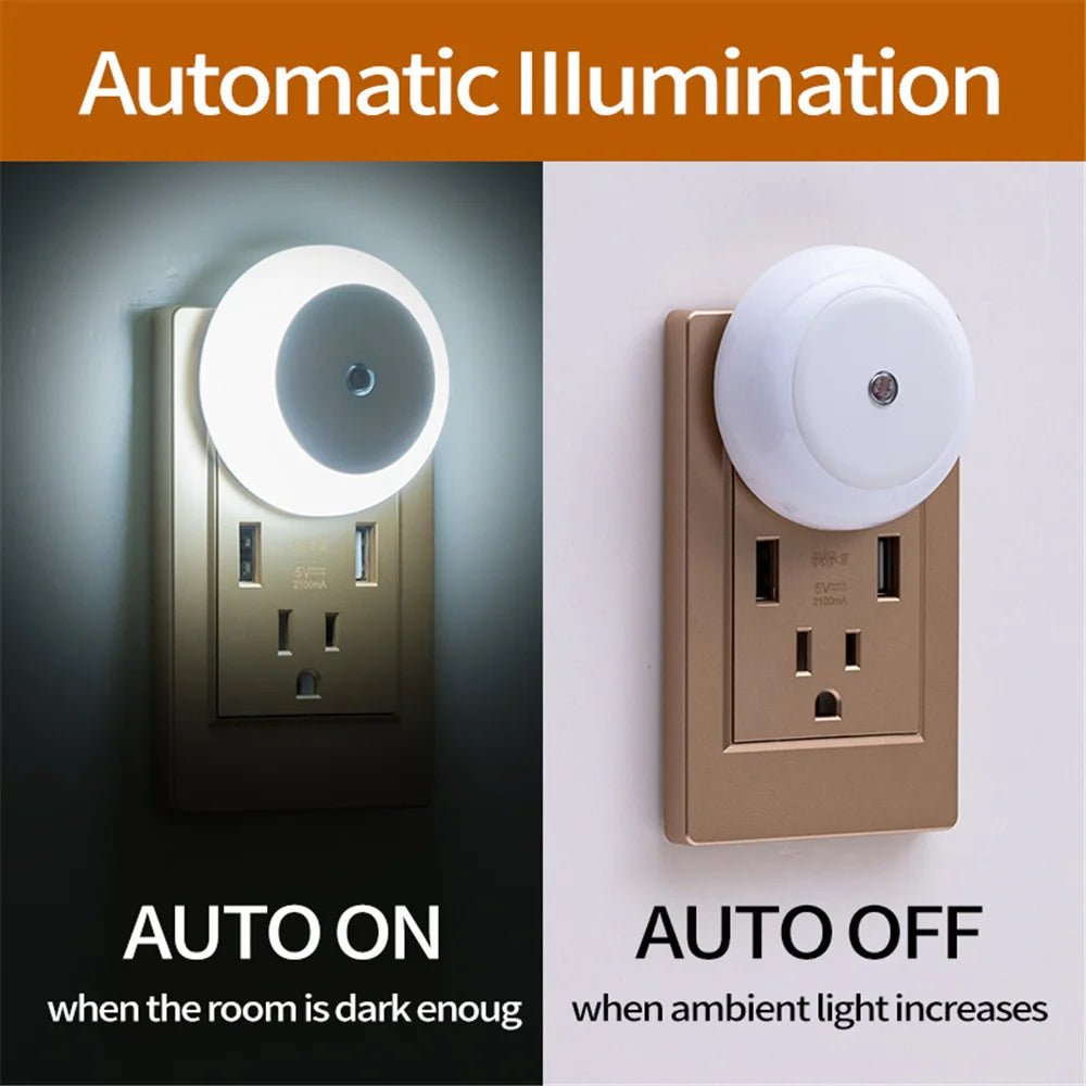 LED Night Light Smart Night Sensor Round Plug in Wall Night - PureShop