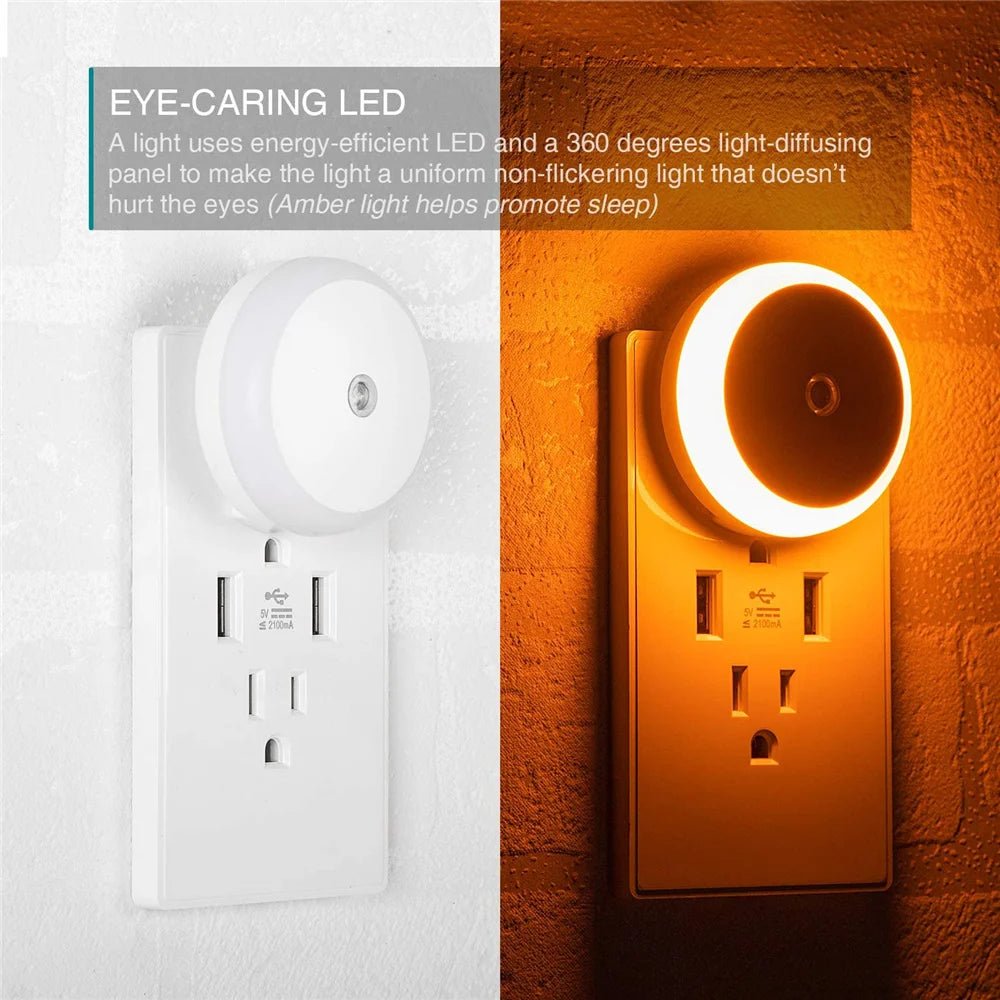 LED Night Light Smart Night Sensor Round Plug in Wall Night - PureShop