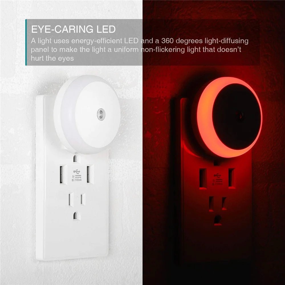 LED Night Light Smart Night Sensor Round Plug in Wall Night - PureShop