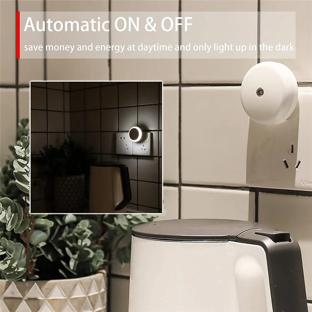 LED Night Light Smart Night Sensor Round Plug in Wall Night - PureShop