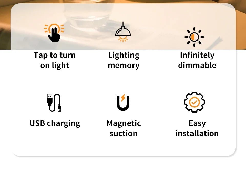 LED Night Light USB Rechargeable Night Lamp 3 Color Dimmable Wall Lamp Wireless Bedroom Kitchen Cabinet Wardrobe Staircase Lamp - PureShop