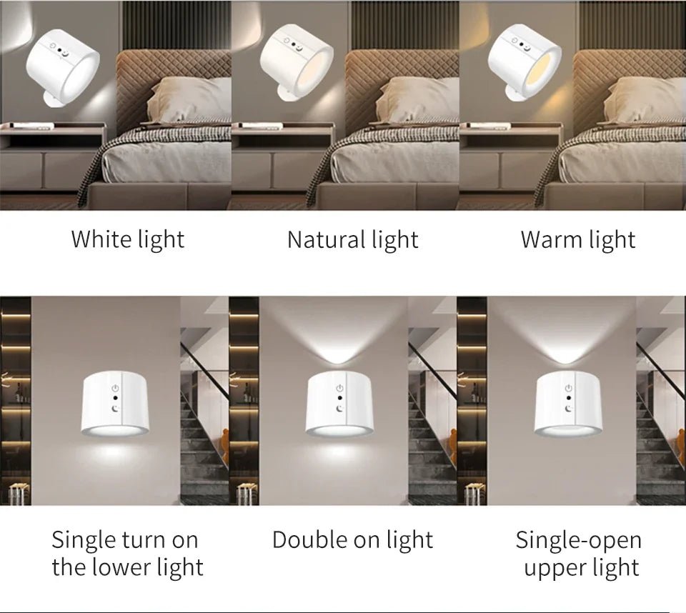 LED Wall Sconces Light Touch Control Wall Lamp 360 Rotatable - PureShop