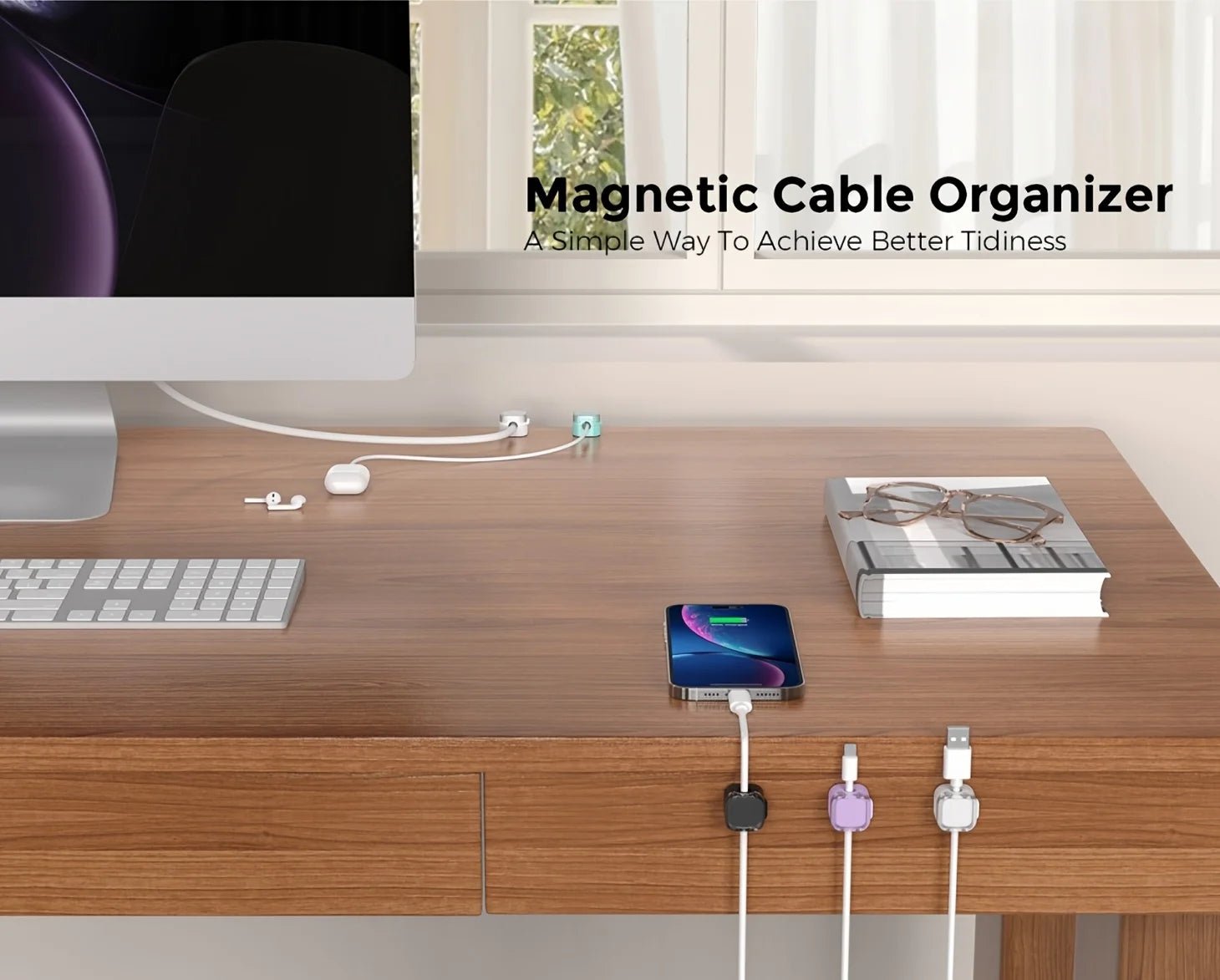 Magnetic Cable Clips with Adjustable Adhesive Cord Holders - PureShop