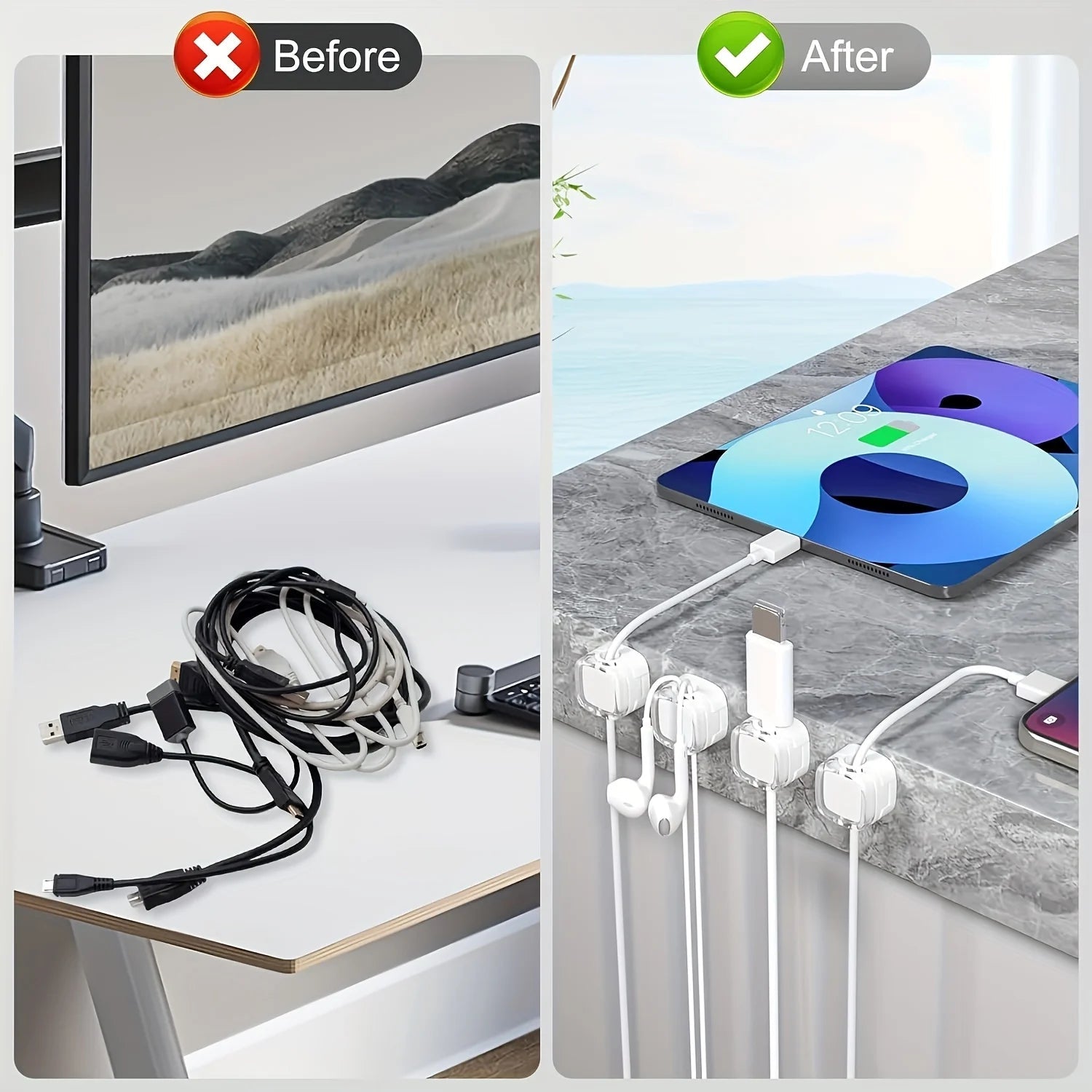 Magnetic Cable Clips with Adjustable Adhesive Cord Holders - PureShop