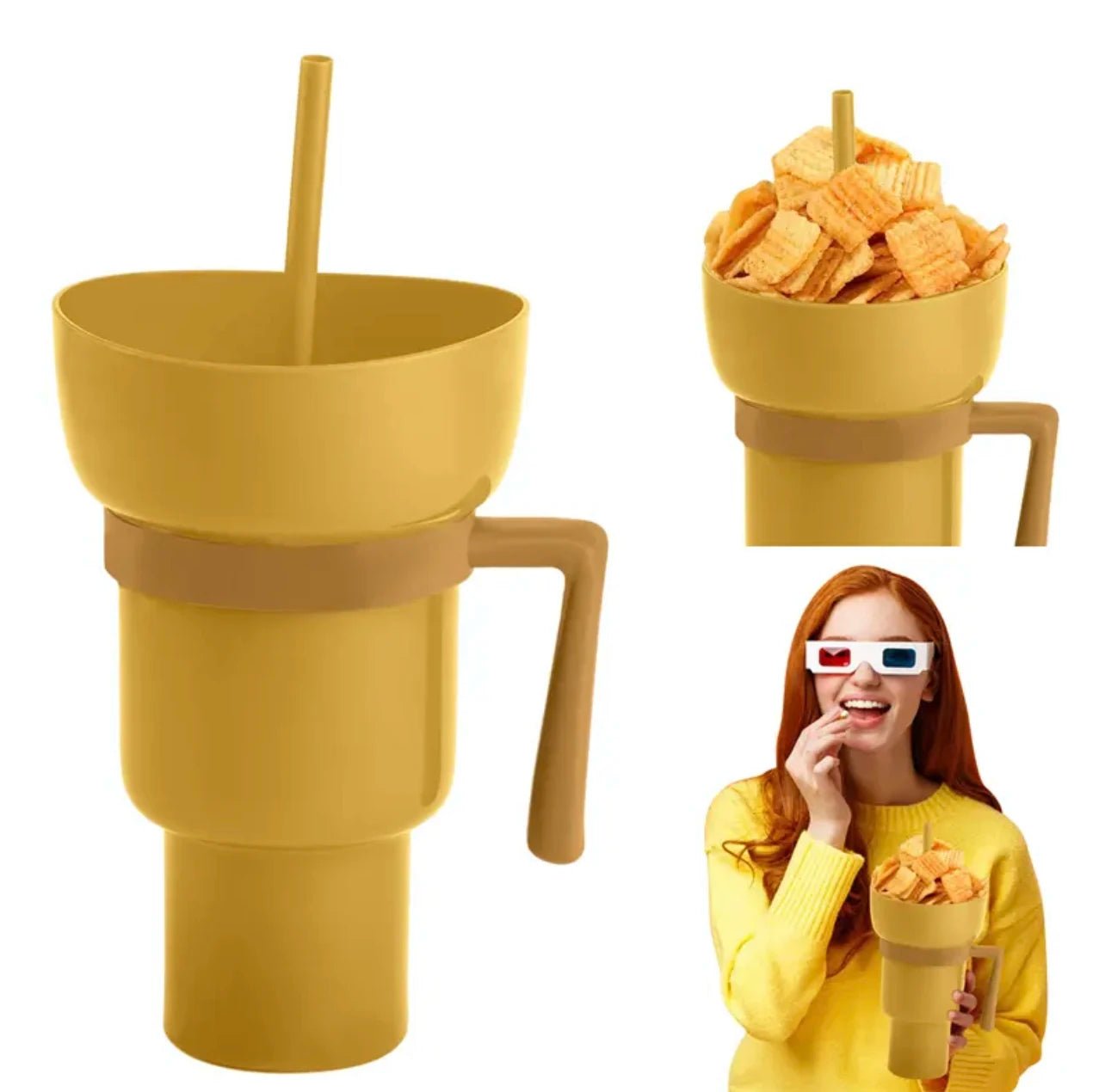 Innovative 2-In-1 Popcorn & Drink Cup with Handle - Portable Design & Multi-Functionality - PureShop