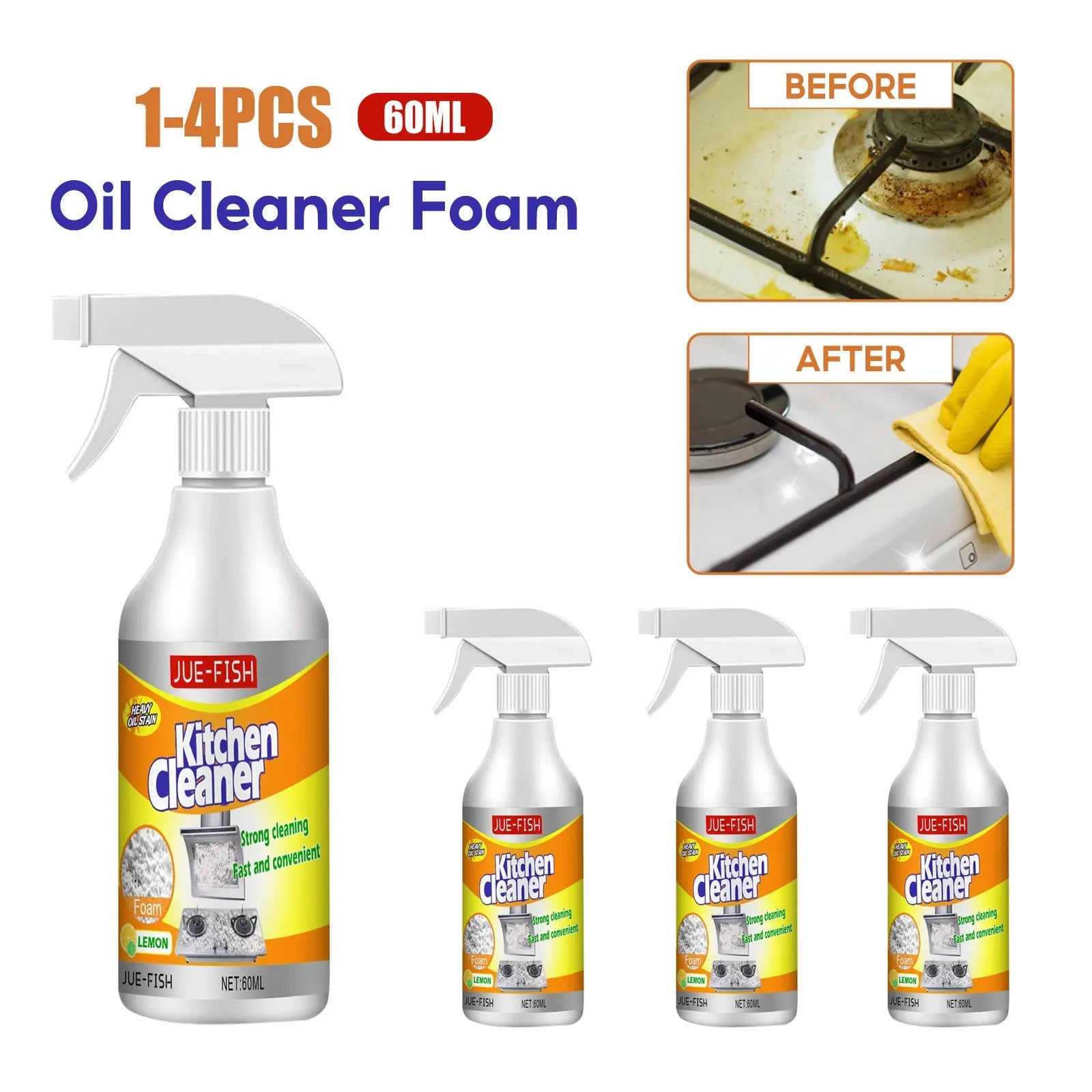 Oil Cleaner Bubble Spray Remover Grease Foam Multipurpose Dirt Oil Cleaning Kitchen Grills Foam Washing Kitchenware Degreaser - PureShop