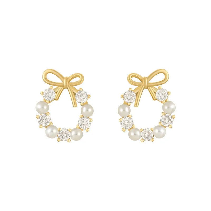Pearl Crystal Bow Earring Set - PureShop
