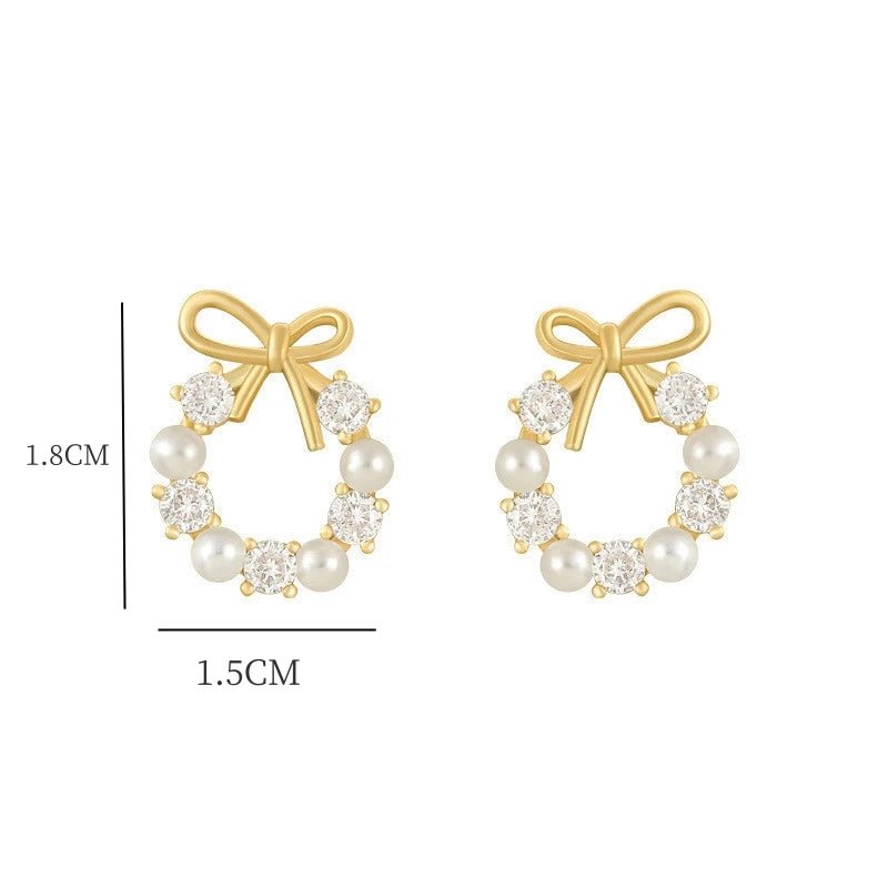 Pearl Crystal Bow Earring Set - PureShop